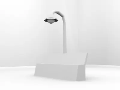 Lampposts and benches Low-poly 3D model