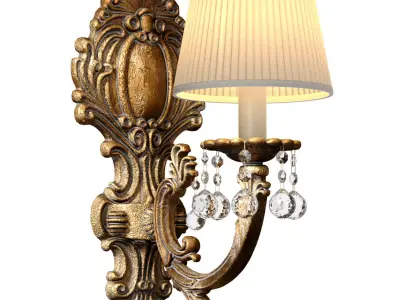 Classic style Antique bronze Wall Lamp Sconce with crystal 3D model