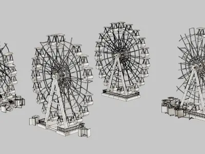 Destroyed Ferris wheel Low-poly 3D model