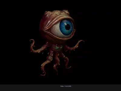 Low Poly Stylized Octopus Eye Monster - PBR Low-poly 3D model