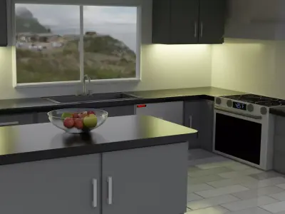 Semi-Realistic Modern Kitchen Free 3D model