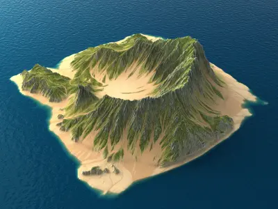 Tropical Island Terrain 6 Low-poly 3D model