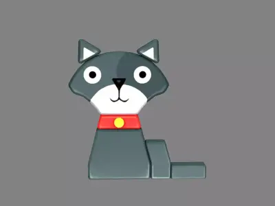 Animal shape blocks - Black cat toys Low-poly 3D model