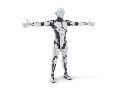 Advanced Humanoid Robot Model Pack with Articulated Features Low-poly 3D model