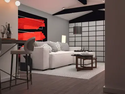 Modern Attic Interior Design  3D model