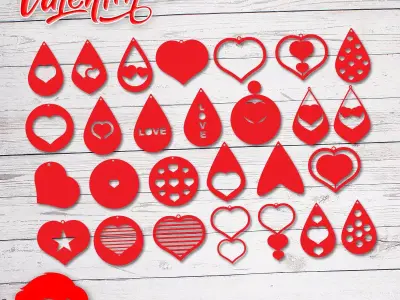 Valentines Day Earrings unique gift for your loved one 3D print model