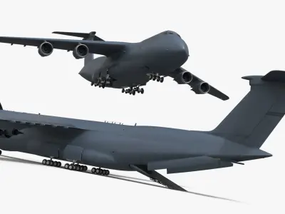  Strategic Airlift Aircraft Nose Raised with Truck Cargo with Interior 