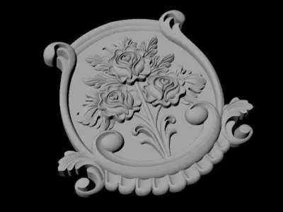 dekor ornate plaque with flowers 3D model