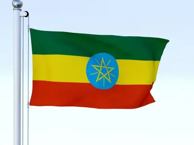 Animated Ethiopia Flag Low-poly 3D model