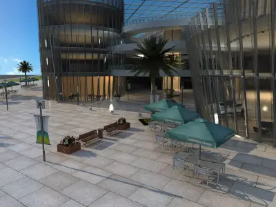 Shopping Center in City Downtown 3D model