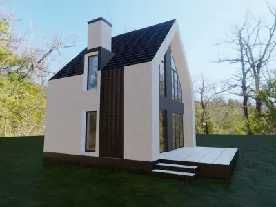 Cottage Building Low-poly 3D model