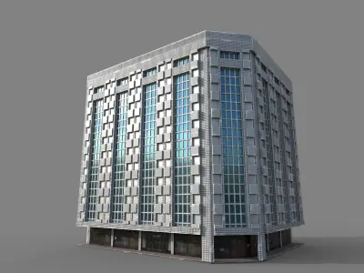 Old High Building 3D model with PBR Texture  Low-poly 3D model