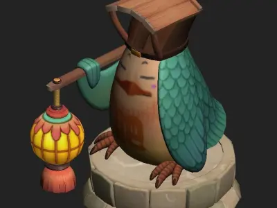 Cartoon version - fat bird light 3D model