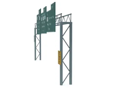 Highway Sign 07 Low-poly 3D model