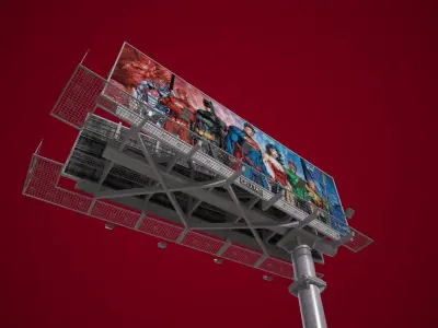 Billboard 01 - Power Poles Low-poly 3D model