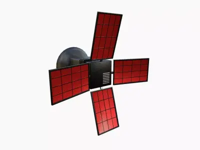 Satellite G04 Steel Red - SciFi Space Design Low-poly 3D model