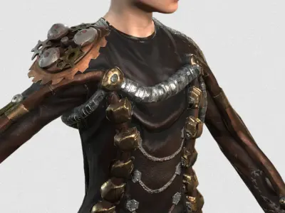 Rigged Woman Steam Punk Character Low-poly 3D model