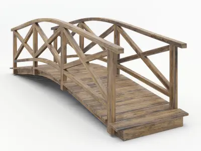 Bridge with handrails Low-poly 3D model
