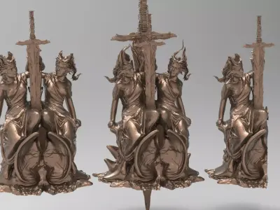 Lady of the lake book statue 3 designs 3D model