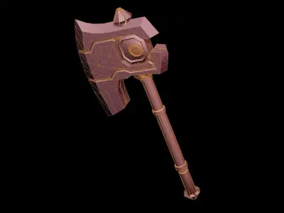 Scifi Battle Axe Low-poly 3D model