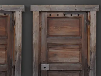 Abandoned Wooden Door Low-poly Low-poly 3D model