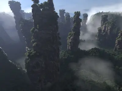 Realistic topography of Zhangjiajie-tianzi-mountain 3D model