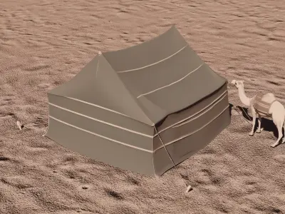 Bedouin Desert Tent Majlis with Camel 3D model