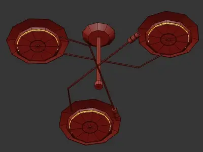 HENDRIX gold ceiling light with three circular discs 3D model