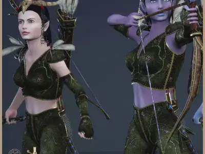 Elven Hunter Light Version Low-poly 3D model