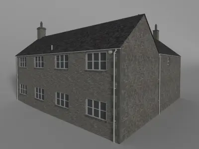 british uk cotswold stone house converted barn Low-poly 3D model