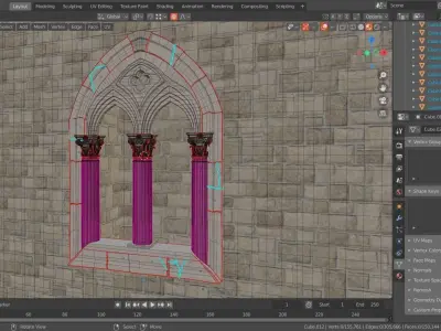 Classical medieval mullioned Low-poly 3D model