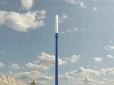 Street Light 10 Blue Low-Poly 600mm Low-poly 3D model