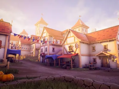 Modular Medieval Town Low-poly 3D model purchase