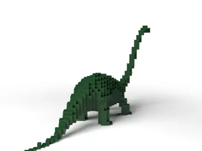 Bronchosaurus Minecraft Voxel Low-poly 3D model