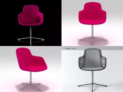 Armchair four different chairs 3D model