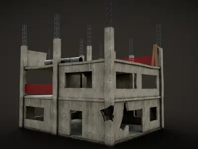 building construction of house Low-poly 3D model