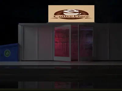 9922HIGHWAYCAFE coffee shop on street at night 3D model
