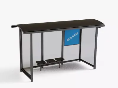 Bus Stop Low-poly 3D model