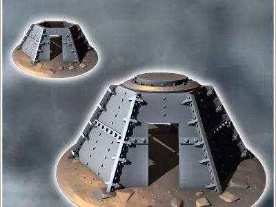 Modern octagonal metal bunker with rivets 6 - Modern WW2 WW1 Wor 3D print model