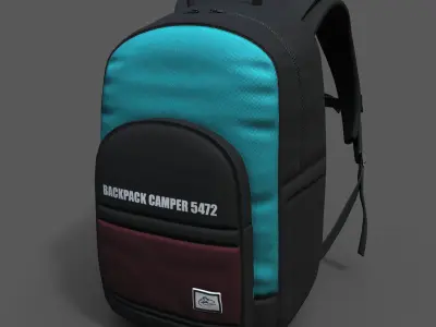 Backpack Camping Generic military combat soldier Color bag  Low-poly 3D model