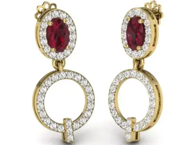 Yellow gold diamond earring-PER-013 DIA 3D print model