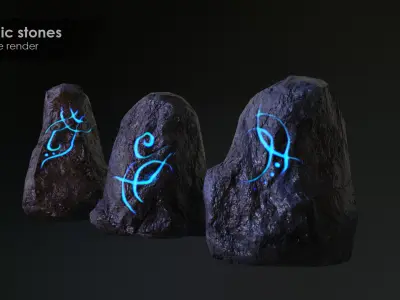 Runic stones Low-poly 3D model