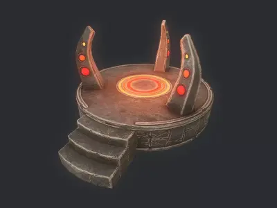 Altar circular platform with steps Low-poly 3D model