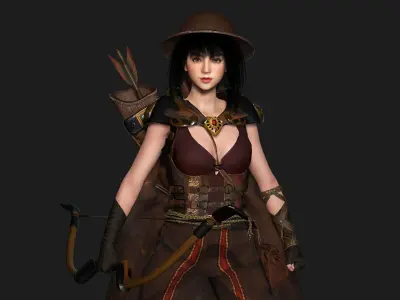 AAA 3D FANTASY GIRL CHARACTER - MIZUKI THE ADVENTURER 02 Low-poly 3D model