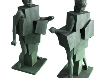 Man of cubes sculpture Low-poly 3D model