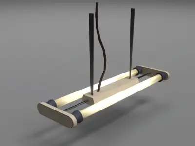 Fluorescent Vintage Tube Lamp - Industrial Light Low-poly 3D model