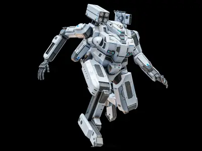  Rigged Sci-Fi Combat Mech Exoskeleton Suit - Winter Skin PBR 