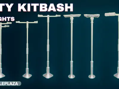 7 Street Lights - Traffic  Light Low-poly 3D model