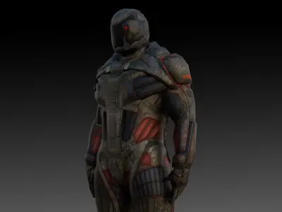 Futuristic Soldier 3D Model High-Quality Rigged Low-poly 3D model