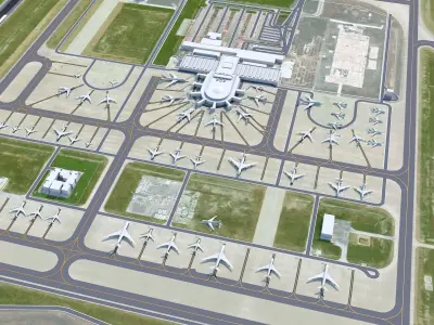 Antalya Airport 15km Low-poly 3D model